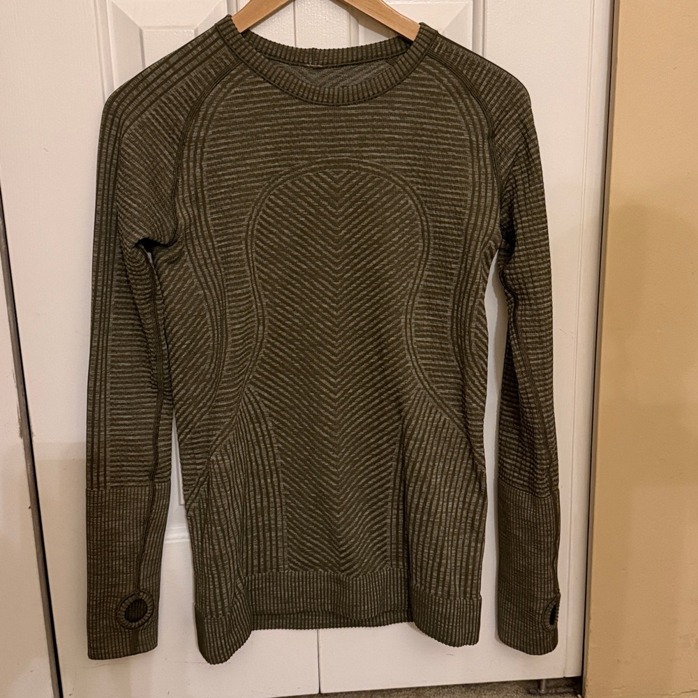 lululemon athletica Green/Gray Long Sleeve Sweater